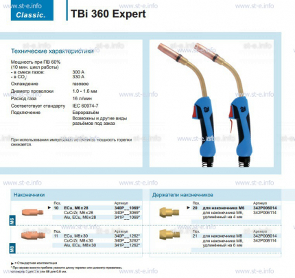 Горелка для полуавтоматической сварки TBi 360 Expert, длина 3 m. - st-e.info - Тюмень